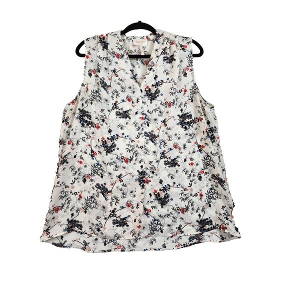 Laundry By Shelli Segal Tops - Laundry Shelli Segal Womens XL White Multi Floral Print Sleeveless V Neck Blouse